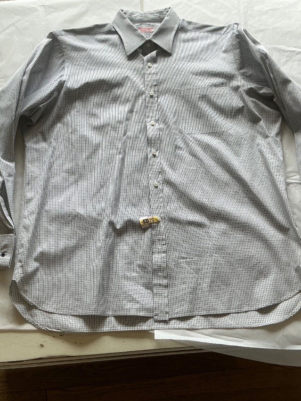 Henry Poole Savile Row blue black check dress shirt w/ French Cuffs 16 16.5